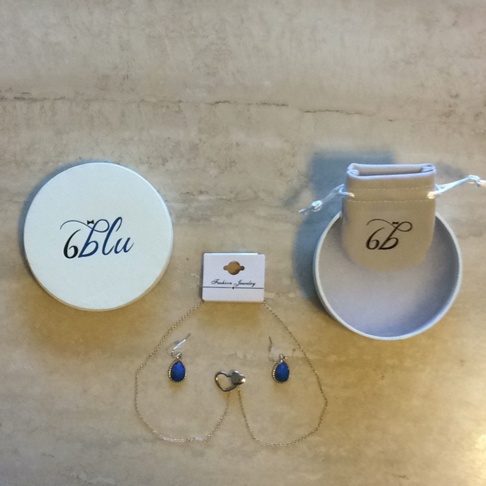 Fashion Jewelry Necklace & Earrings New 6 Blu
